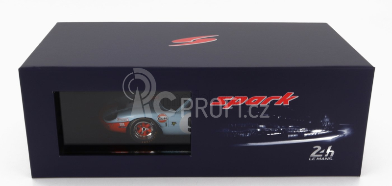 Spark-model Ford usa Gt40 4.9l V8 Team Jw Automotive Engineering Gulf N 9 Winner 24h Le Mans 1968 L.bianchi - P.rodriguez - Con Vetrina - With Showcase 1:18 Světle Modrá Oranžová
