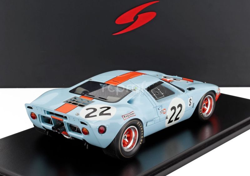 Spark-model Ford usa Gt40 4.9l V8 Team Jw Automotive Engineering N 22 Winner Sebring 1969 Jacky Ickx - Jackie Oliver 1:18 Světle Modrá Oranžová