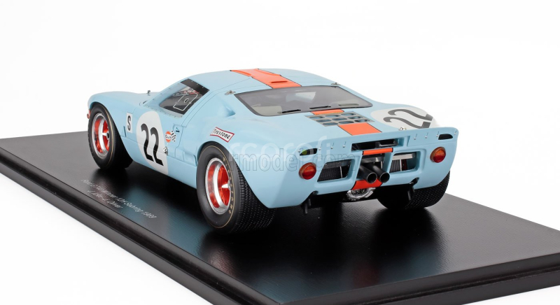 Spark-model Ford usa Gt40 4.9l V8 Team Jw Automotive Engineering N 22 Winner Sebring 1969 Jacky Ickx - Jackie Oliver 1:18 Světle Modrá Oranžová