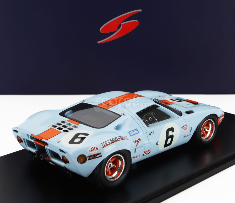 Spark-model Ford usa Gt40 4.9l V8 Team Jw Automotive Engineering N 6 Winner 24h Le Mans 1969 Jacky Ickx - Jackie Oliver 1:18 Světle Modrá Oranžová