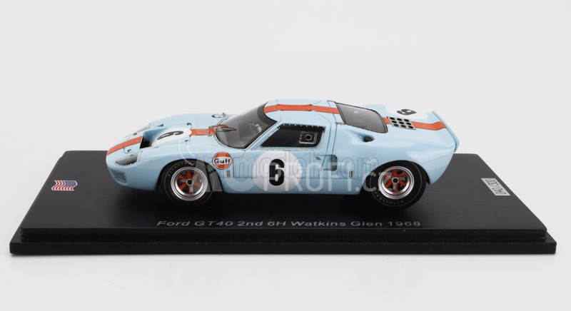 Spark-model Ford usa Gt40 Gulf N 6 2nd 6h Watkins Glen 1968 P.hawkins - D.hobbs 1:43 Světle Modrá Oranžová