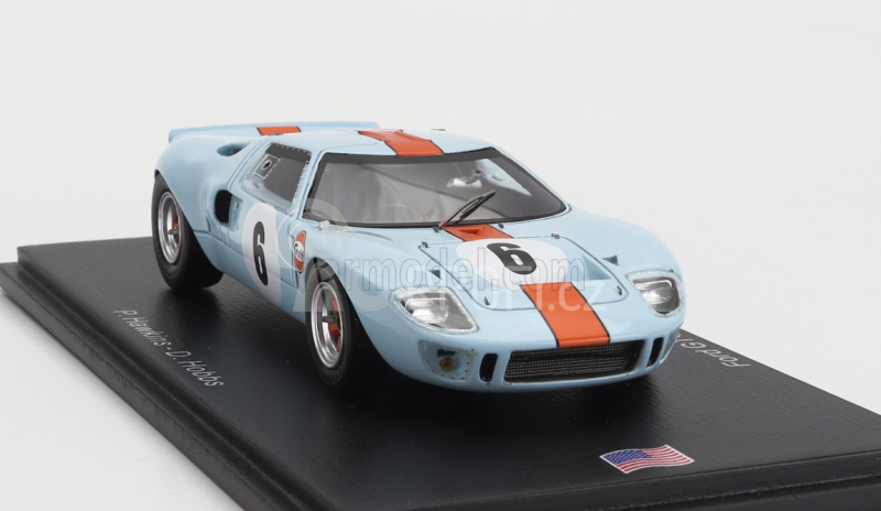 Spark-model Ford usa Gt40 Gulf N 6 2nd 6h Watkins Glen 1968 P.hawkins - D.hobbs 1:43 Světle Modrá Oranžová
