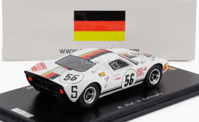 Spark-model Ford usa Gt40 Mki N 56 1000km Nurburgring 1969 Reinhold Jost - Helmut Kelleners 1:43 Bílá