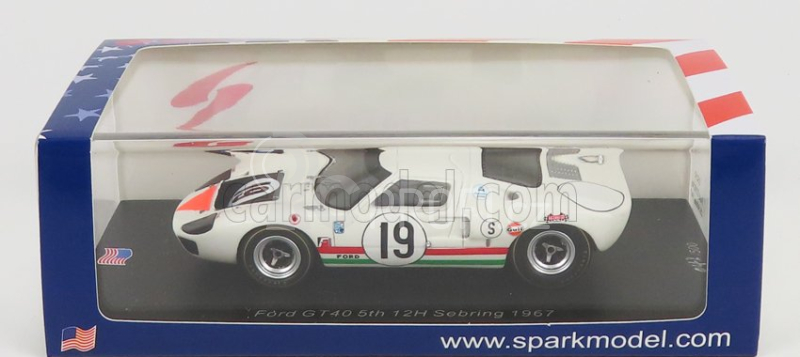Spark-model Ford usa Gt40 Mkiv 7.0l V8 N 19 12h Sebring 1967 N.vaccarella - U.maglioli 1:43 Bílá