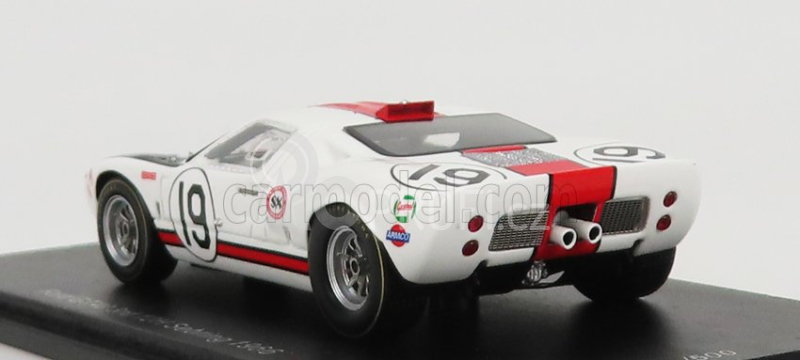 Spark-model Ford usa Gt40 Mkiv 7.0l V8 N 19 3rd 12h Sebring 1966 S.scott - P.revson 1:43 Bílá Červená Šedá