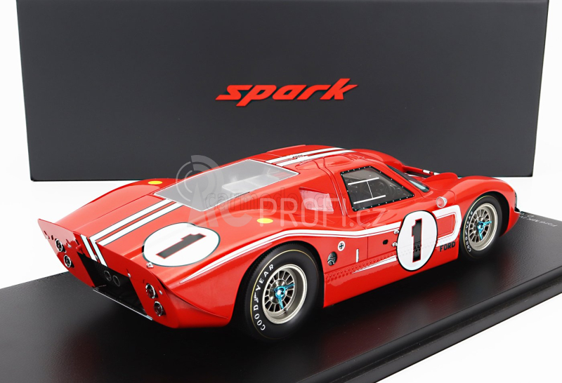 Spark-model Ford usa Gt40 Mkiv 7.0l V8 Team Shelby American Inc. N 1 Winner 24h Le Mans 1967 A.j.foyt - D.gurney - Con Vetrina - With Showcase - Special Box 1:18 Červená Bílá