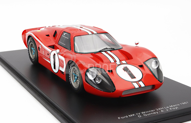 Spark-model Ford usa Gt40 Mkiv 7.0l V8 Team Shelby American Inc. N 1 Winner 24h Le Mans 1967 A.j.foyt - D.gurney - Con Vetrina - With Showcase - Special Box 1:18 Červená Bílá