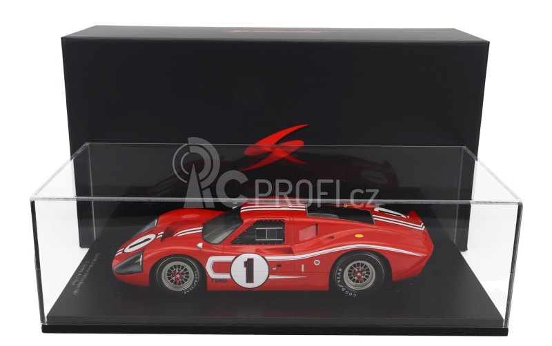 Spark-model Ford usa Gt40 Mkiv 7.0l V8 Team Shelby American Inc. N 1 Winner 24h Le Mans 1967 A.j.foyt - D.gurney - Con Vetrina - With Showcase - Special Box 1:18 Červená Bílá
