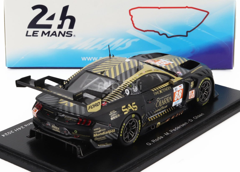 Spark-model Ford usa Mustang Gt3 Coyote 5.4l V8 Team Proton Competition N 88 3rd Lmgt3 Class 24h Le Mans 2024 Giorgio Roda - Mikkel Overgaard Pedersen - Dennis Olsen 1:43 Černé Zlato