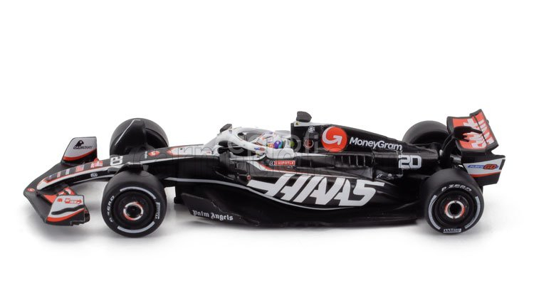 Spark-model Haas F1  Fw24 Team Moneygram Haas N 20 Season 2024 Kevin Magnussen 1:64 Černá Bílá