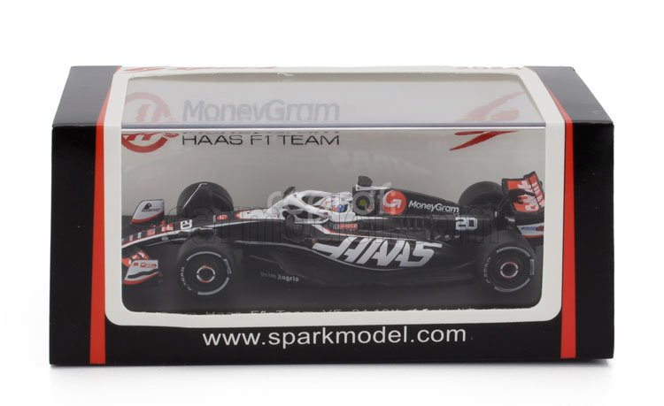Spark-model Haas F1  Fw24 Team Moneygram Haas N 20 Season 2024 Kevin Magnussen 1:64 Černá Bílá