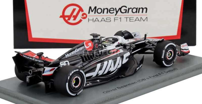 Spark-model Haas F1  Fw24 Team Moneygram Haas N 50 Azerbaijan Gp 2024 Oliver Bearman 1:43 Černá Bílá