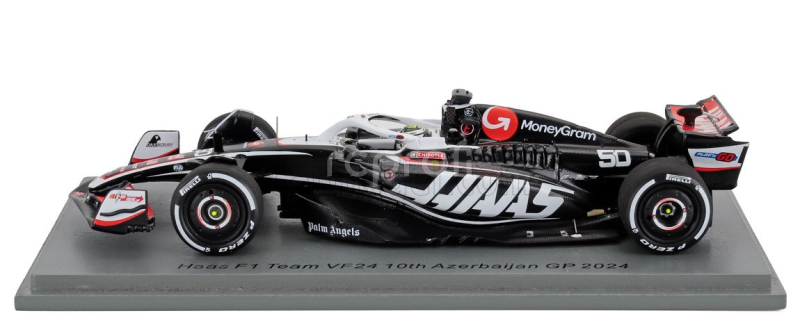 Spark-model Haas F1  Fw24 Team Moneygram Haas N 50 Azerbaijan Gp 2024 Oliver Bearman 1:43 Černá Bílá