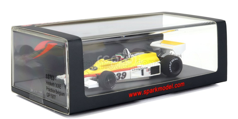 Spark-model Hesketh F1  308e N 39 Practice Belgium Gp 1977 H.rebaque 1:43 Žlutá Bílá