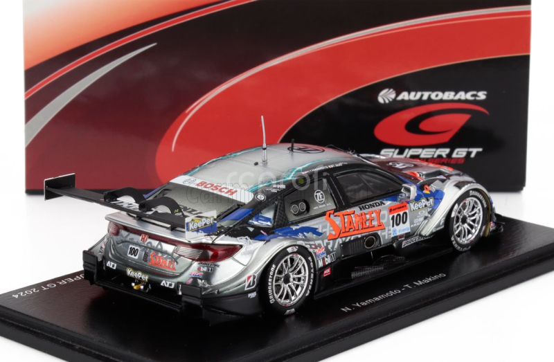 Spark-model Honda Civic Type R-gt Team Stanley Kunimitsu N 100 Gt500 Super Class Gt 2024 Naoki Yamamoto - Tadasuke Makino 1:43 Stříbrná Černá