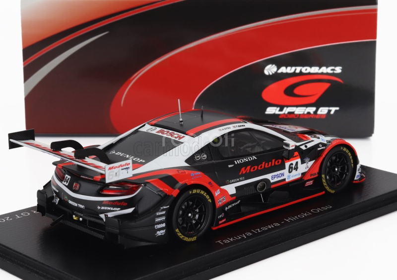 Spark-model Honda Nsx-gt Team Modulo Nakajima Racing N 64 Gt500 Class Super Gt 2020 Takuya Izawa - Hiroki Otsu 1:43 Černá Bílá Červená