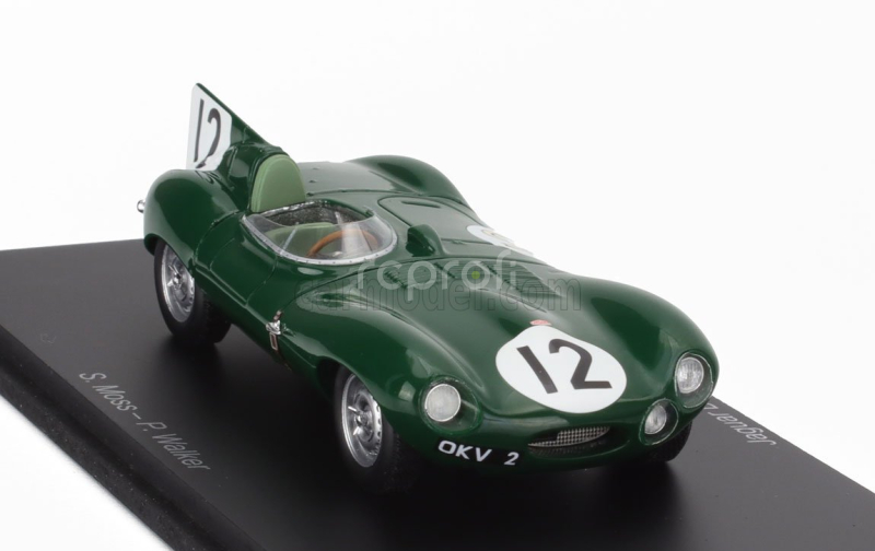 Spark-model Jaguar D-type 3.4l S6 Spider Team Jaguar Cars Ltd N 12 24h Le Mans 1954 Stirling Moss - Peter Walker 1:43 Zelená