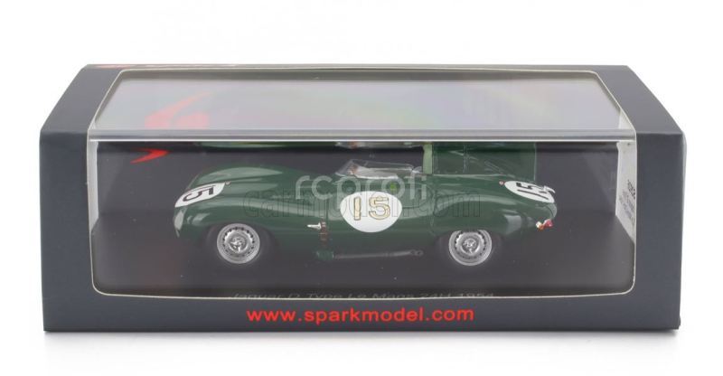 Spark-model Jaguar D-type 3.4l S6 Spider Team Jaguar Cars Ltd N 15 24h Le Mans 1954 Peter Whitehead - Ken Wharton 1:43 Zelená