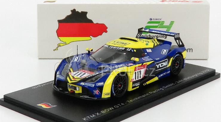 Spark-model KTM X-bow Gt4 N 111 Team Teichmann Racing 24h Nurburgring 2019 L.kraihamer - R.kofler - Maximilian - M.ronnefarth 1:43 Modrá Žlutá Černá