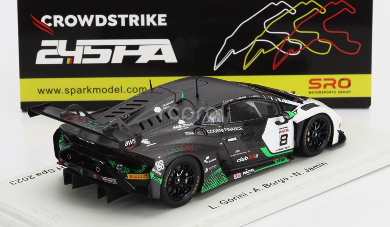 Spark-model Lamborghini Huracan Gt3 Evo 2 Team Ags Events N 8 24h Spa 2023 L.gorini - A.borga - N.jamin 1:43 Černá Bílá