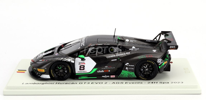 Spark-model Lamborghini Huracan Gt3 Evo 2 Team Ags Events N 8 24h Spa 2023 L.gorini - A.borga - N.jamin 1:43 Černá Bílá