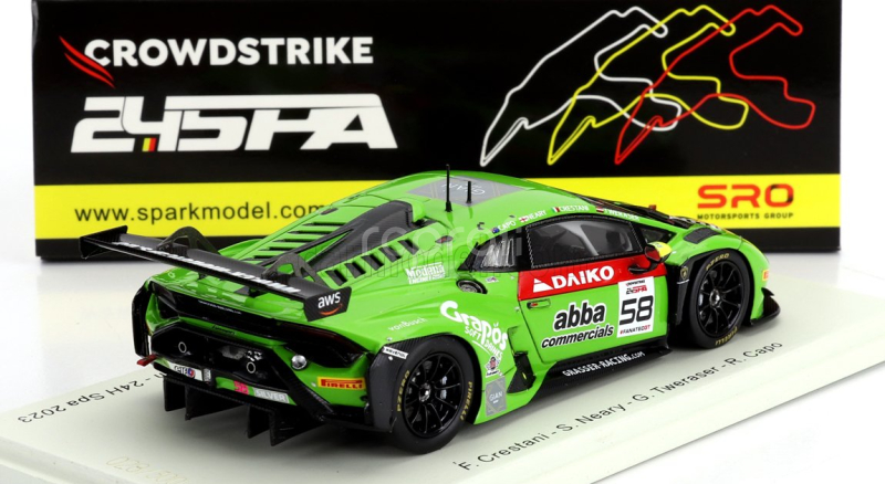 Spark-model Lamborghini Huracan Gt3 Evo 2 Team Grasser Racing 24h Spa 2023 F.crestani - S.neary - G.tweraser - R.capo 1:43 Zelená Černá