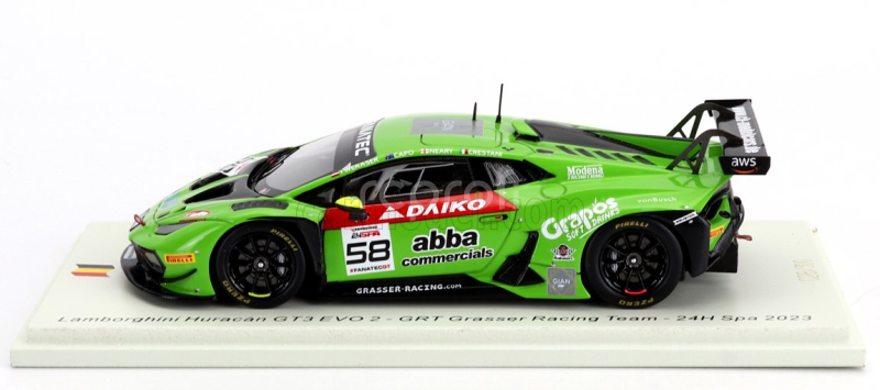 Spark-model Lamborghini Huracan Gt3 Evo 2 Team Grasser Racing 24h Spa 2023 F.crestani - S.neary - G.tweraser - R.capo 1:43 Zelená Černá