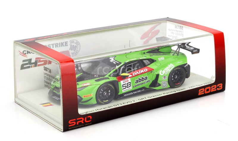 Spark-model Lamborghini Huracan Gt3 Evo 2 Team Grasser Racing 24h Spa 2023 F.crestani - S.neary - G.tweraser - R.capo 1:43 Zelená Černá