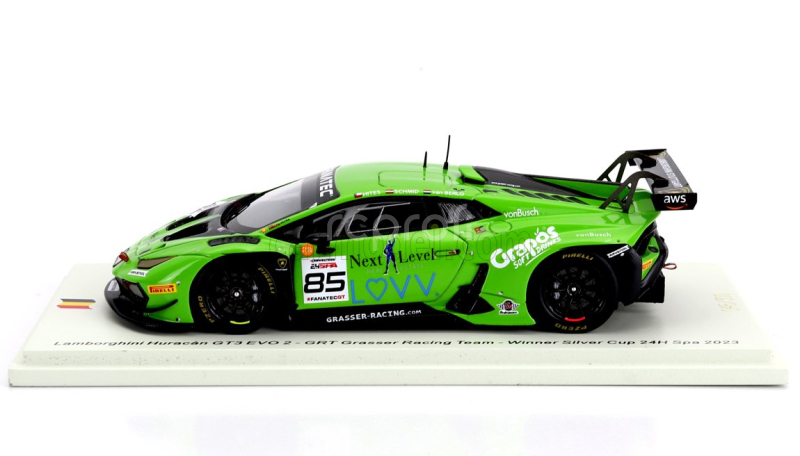 Spark-model Lamborghini Huracan Gt3 Evo 2 Team Grt Grasser N 85 Winner Silver Cup 24h Spa 2023 C.schmid - B.hites - G.van Berlo 1:43 Zelená Černá