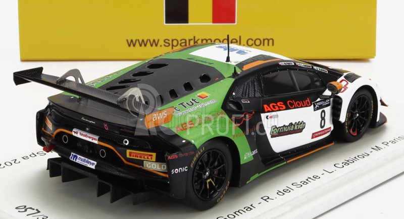 Spark-model Lamborghini Huracan Gt3 Evo Team Ags Events N 8 24h Spa 2022 N.gomar - R.del Sarte - L.cabirou - M.parisy 1:43 Bílá Zelená Černá