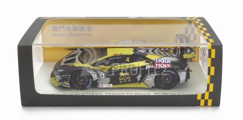 Spark-model Lamborghini Huracan Gt3 Evo Team Phantom Pro Racing N 4 4th Gt Cup Macau 2022 Ling Kang 1:43 Žlutá Černá