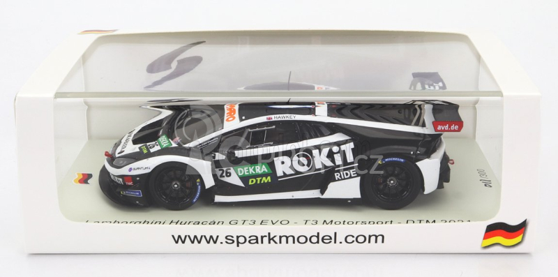 Spark-model Lamborghini Huracan Gt3 Evo Team T3 Motorsport N 26 Dtm Season 2021 E.hawkey 1:43 Bílá Černá