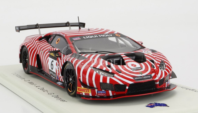 Spark-model Lamborghini Huracan Gt3 Evo Team Wall Racing N 6 5th 12h Bathurst 2022 T.d'alberto - D.wall - A.deitz - G.denyer 1:43 Červená Bílá