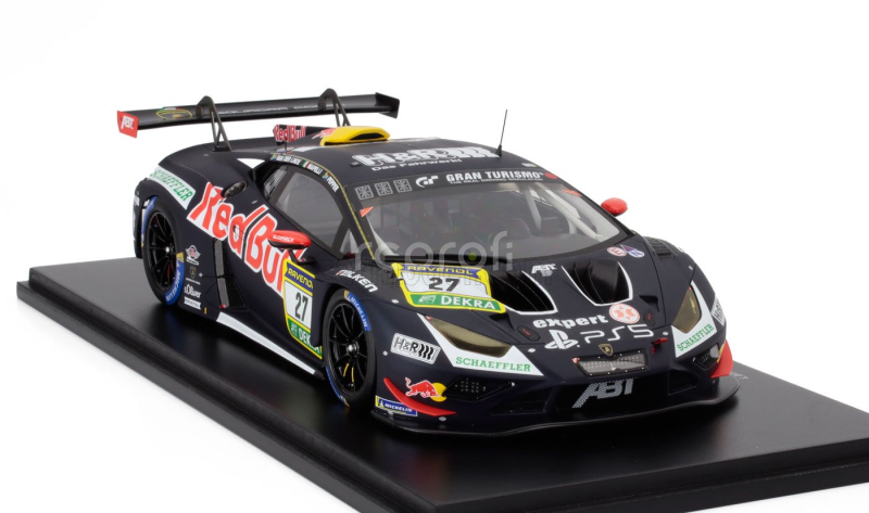 Spark-model Lamborghini Huracan Gt3 Evo2 5.2l V10 Team Abt N 27 24h Nurburgring 2024 Kelvin Van Der Linde - Marco Mapelli - Jordan Pepper 1:18 Modrá Žlutá Červená