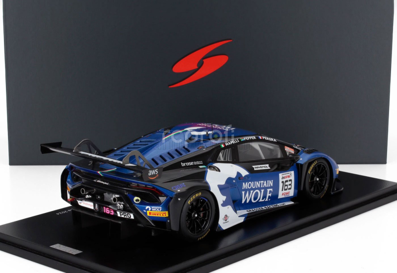 Spark-model Lamborghini Huracan Gt3 Evo2 5.2l V10 Team Grt Grasser Racing N 163 Pole Position 24h Spa 2024 Franck Perera - Marco Mapelli - Jordan Pepper 1:18 Modrá Bílá