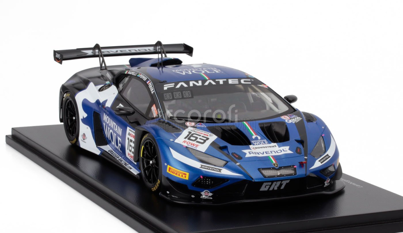 Spark-model Lamborghini Huracan Gt3 Evo2 5.2l V10 Team Grt Grasser Racing N 163 Pole Position 24h Spa 2024 Franck Perera - Marco Mapelli - Jordan Pepper 1:18 Modrá Bílá
