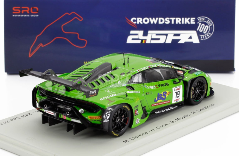 Spark-model Lamborghini Huracan Gt3 Evo2 5.2l V10 Team Grt Grasser Racing N 19 24h Spa 2024 Mateo Llarena - Hugo Cook - Baptiste Moulin - Haytham Qarajouli 1:43 Zelená