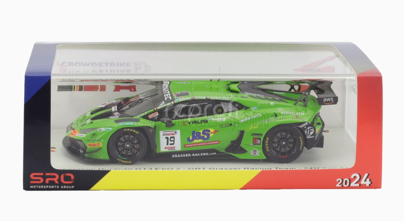 Spark-model Lamborghini Huracan Gt3 Evo2 5.2l V10 Team Grt Grasser Racing N 19 24h Spa 2024 Mateo Llarena - Hugo Cook - Baptiste Moulin - Haytham Qarajouli 1:43 Zelená