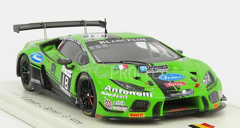 Spark-model Lamborghini Huracan Gt3 Team Antonelli Motorsport N 18 24h Spa 2018 J.perez - G.giraudi - L.spinelli - G.altoe 1:43 Zelená