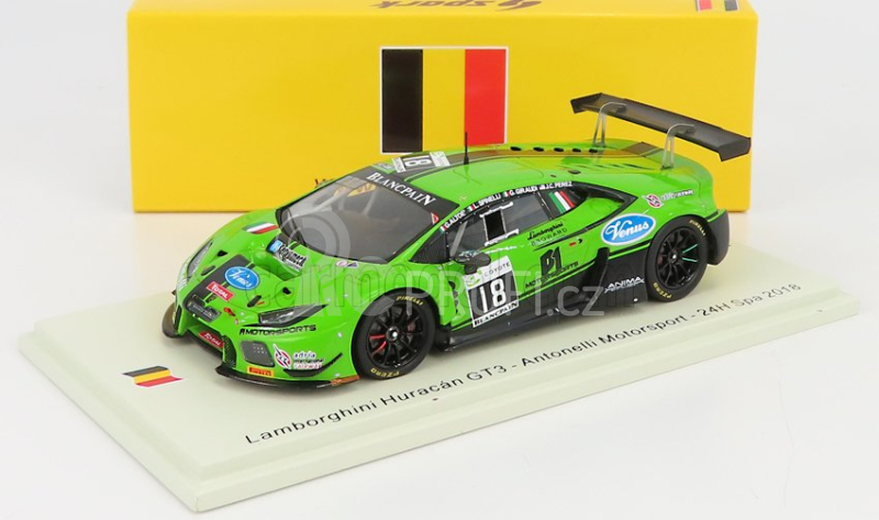 Spark-model Lamborghini Huracan Gt3 Team Antonelli Motorsport N 18 24h Spa 2018 J.perez - G.giraudi - L.spinelli - G.altoe 1:43 Zelená