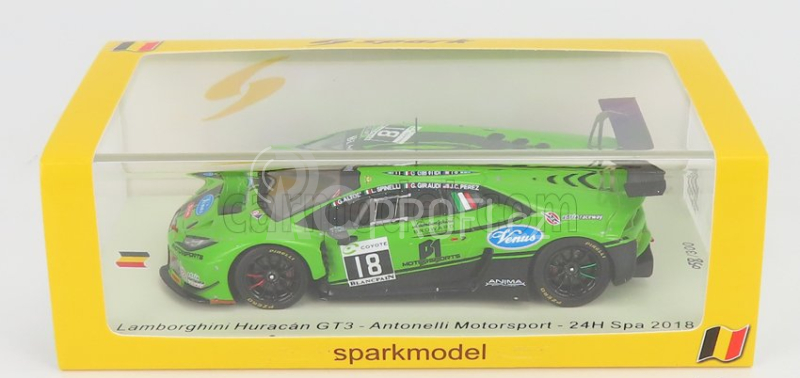 Spark-model Lamborghini Huracan Gt3 Team Antonelli Motorsport N 18 24h Spa 2018 J.perez - G.giraudi - L.spinelli - G.altoe 1:43 Zelená