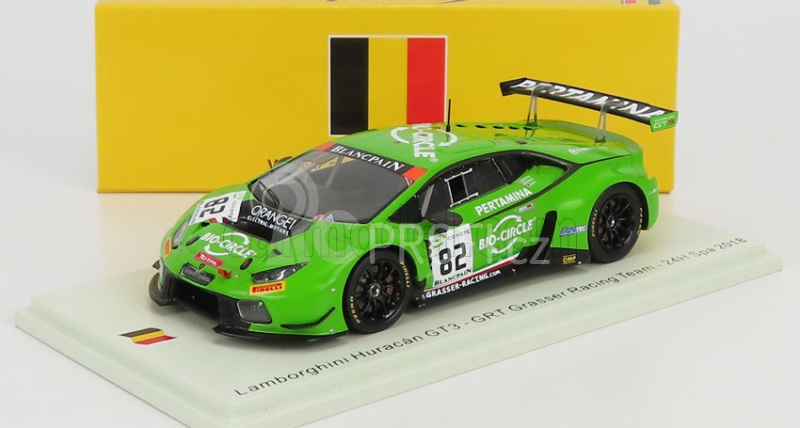 Spark-model Lamborghini Huracan Gt3 Team Grasser Racing N 82 24h Spa 2018 R.ineichen - P.keen - F.perera 1:43 Zelená