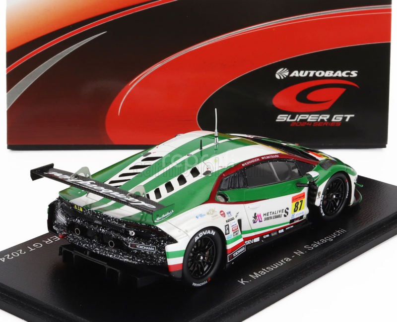 Spark-model Lamborghini Lamborghini Gt3 Team Jloc N 87 Gt300 Class Super Gt 2024 Kosuke Matsuura - Natsu Sakaguchi 1:43 Zelená Bílá