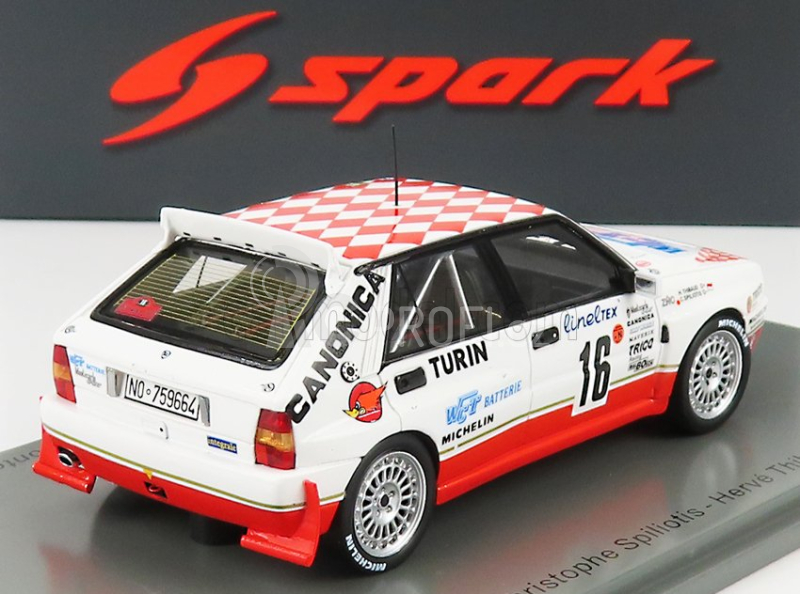 Spark-model Lancia Delta Hf Integrale Evo Canonica N 16 Winner Group N Rally Montecarlo 1993 C.spiliotis - H.thibaud 1:43 Bílá Červená