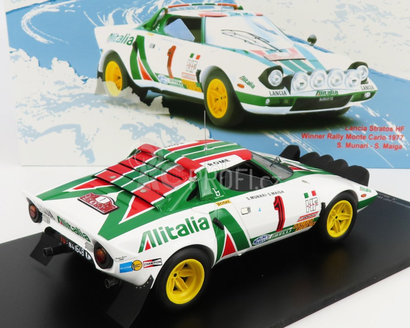 Spark-model Lancia Stratos Hf Alitalia (night Version) N 1 Winner Rally Montecarlo 1977 S.munari - S.maiga 1:18 Bílá Zelená Červená