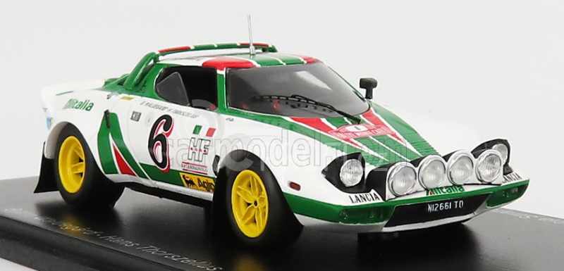 Spark-model Lancia Stratos Hf Team Alitalia (night Version) N 6 2nd Rally Montecarlo 1976 Bjorn Waldegaard - Hans Thorszelius 1:43 Bílá Zelená Červená