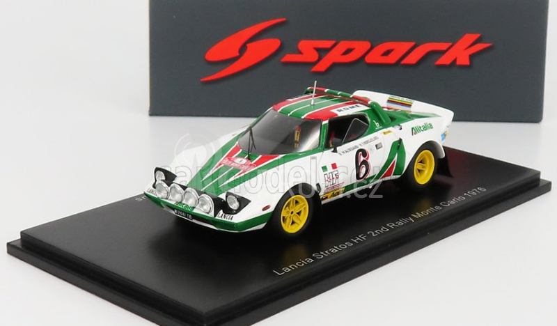 Spark-model Lancia Stratos Hf Team Alitalia (night Version) N 6 2nd Rally Montecarlo 1976 Bjorn Waldegaard - Hans Thorszelius 1:43 Bílá Zelená Červená