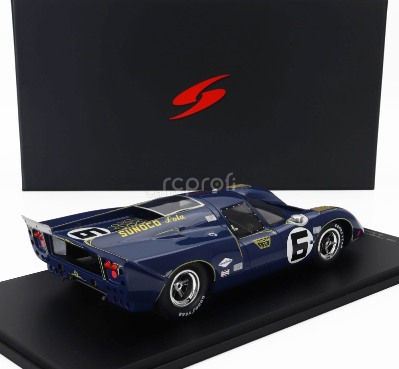 Spark-model Lola T70 Mk3b Gt 5.0l V8 Team Sunoco N 6 Winner 24h Daytona 1969 Mark Donohue - Chuck Parsons - Ronnie Bucknum 1:18 Blue