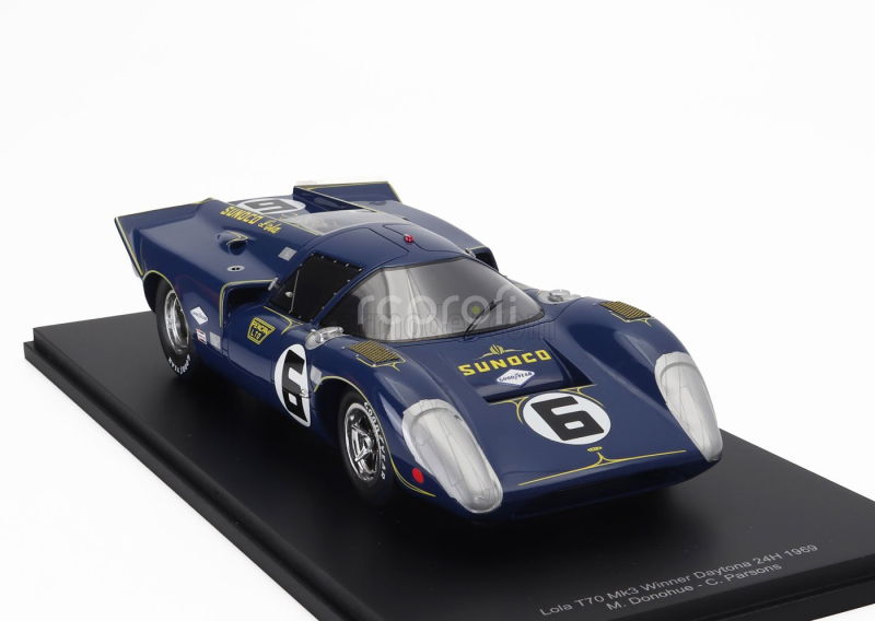 Spark-model Lola T70 Mk3b Gt 5.0l V8 Team Sunoco N 6 Winner 24h Daytona 1969 Mark Donohue - Chuck Parsons - Ronnie Bucknum 1:18 Blue