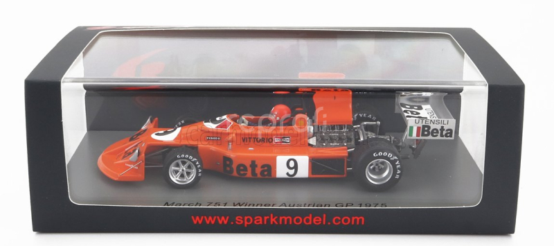 Spark-model March F1  751 Beta N 9 Winner Austrian Gp 1975 Vittorio Brambilla 1:43 Red